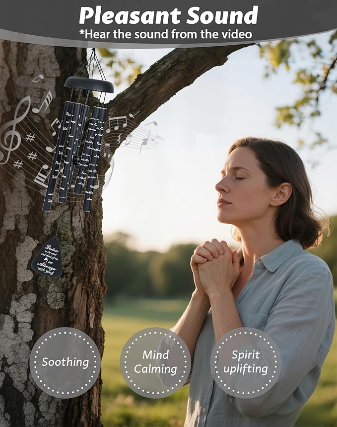 Sympathy Wind Chimes for Outside, Memorial Windchimes for Loss of Loved One Like in Memory of Mother Father Mom Dad, Bereavement Gifts Ideal for Funeral Condolence Remembrance, Outdoor Use