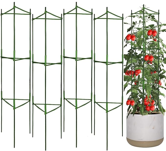 4Pack Tomato Cages Plant Cages 4ft Multifunctional Tomato Support Garden Trellis Tomato Stakes Cucumber Trellis for Vertical Climbing Plants Vegetable Flowers