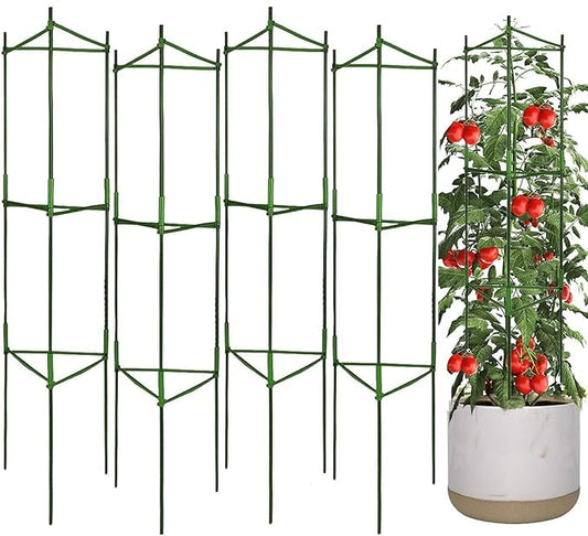 4Pack Tomato Cages Plant Cages 4ft Multifunctional Tomato Support Garden Trellis Tomato Stakes Cucumber Trellis for Vertical Climbing Plants Vegetable Flowers