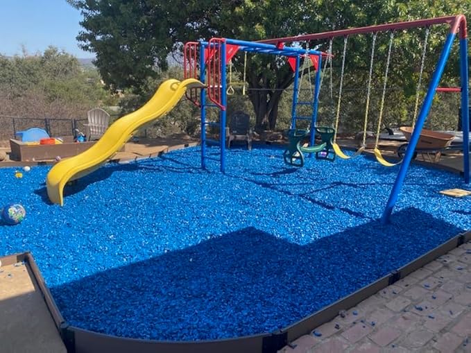 – 100% Wire-Free Premium Grade Nugget Rubber Mulch for Playgrounds & Landscaping | Safe for Kids & Pets, No Replacement Needed, Ultra Durable | Blue, 20 lb (0.8 cu ft)