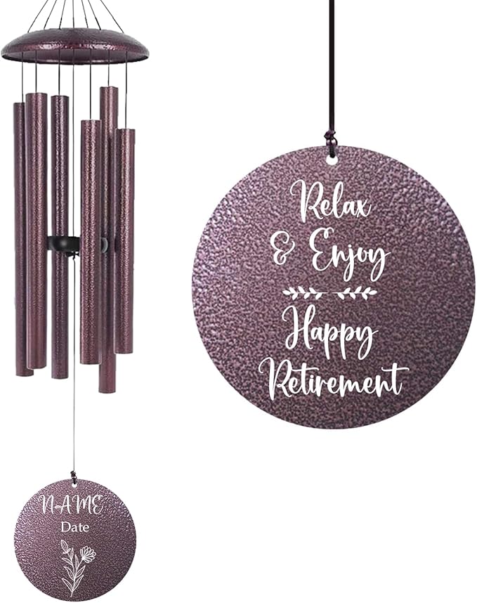 Personalized Retirement Wind Chime, Retirement Wind Chime for 2024, Happy Retirement Gifts for Teachers, Nurses, Coworkers, Relax and Enjoy Happy Retirement, 36inch