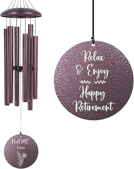 Personalized Retirement Wind Chime, Retirement Wind Chime for 2024, Happy Retirement Gifts for Teachers, Nurses, Coworkers, Relax and Enjoy Happy Retirement, 36inch