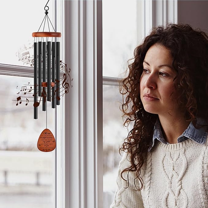 Memorial Gifts for Loss of Mom,Memorial Wind Chimes 25'', Sympathy Gifts for Loss of Mother, Home Decor Outdoor Garden, Soothing Melodic Tones with Mute Option