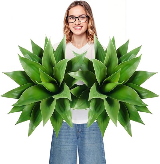 Velener 28 Inch Artificial Agave Plants Outdoor Set, Large Fake Plants Indoor for Home Decor, Realistic UV Resistant Faux Succulents Plants Without Pot, Set of 2
