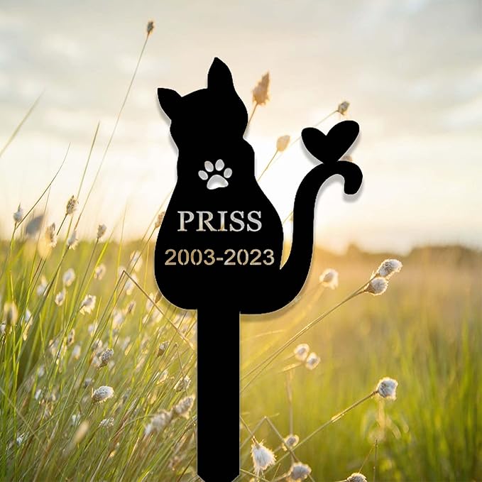 Custom Cat Memorial Stake Sign Metal Cat Grave Marker Cat Garden Decor Remembrance Stake Personalized Cat Name Yard Stake Pet in Heaven Loss of Cat Sympathy Gift