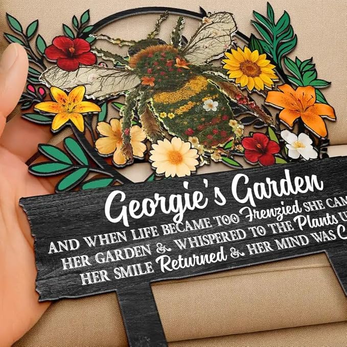 Personalized Metal Garden Stake Gift for Family - and Into The Garden I Go to Lose My Mind