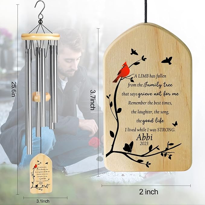 Sympathy Wind Chimes - VAPCUFF Memorial Gift for Loss of Loved One - In Memory of Loved One - Bereavement & Condolence Gifts