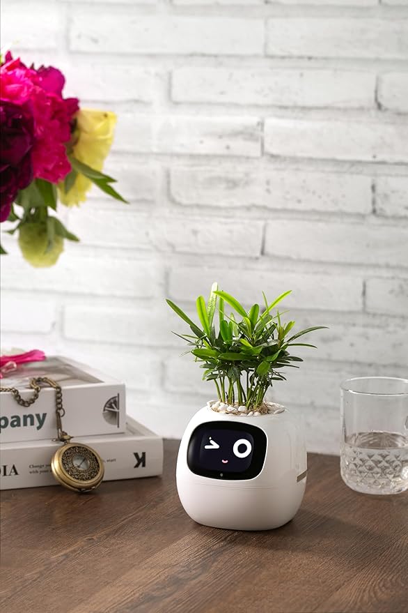 Plantagotchi AI Smart Plant Pot – Expressive Gesture-Controlled Planter with Light, Moisture & Temperature Sensors, App Care Guidance – Desk/Office Gift