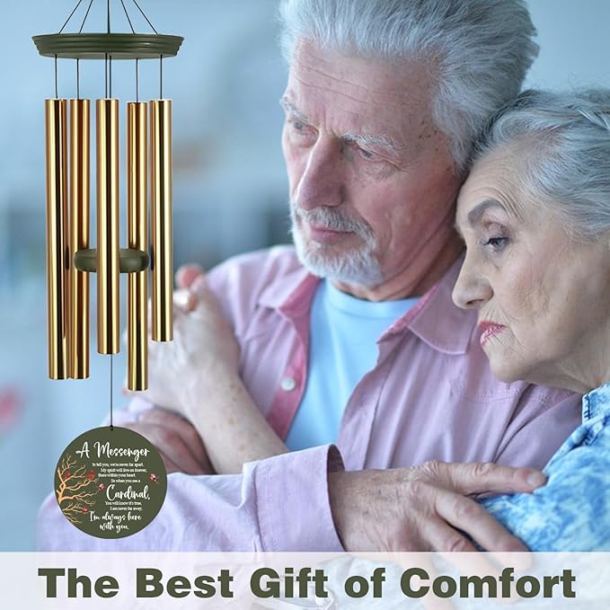 ASTARIN Cardinal Memorial Wind Chimes, 36" Personalized Name Sympathy Wind Chime, Windchimes in Memory of Loved One, Bereavement Condolence Gift for Loss Mom Dad Sister Son(Produced in USA)