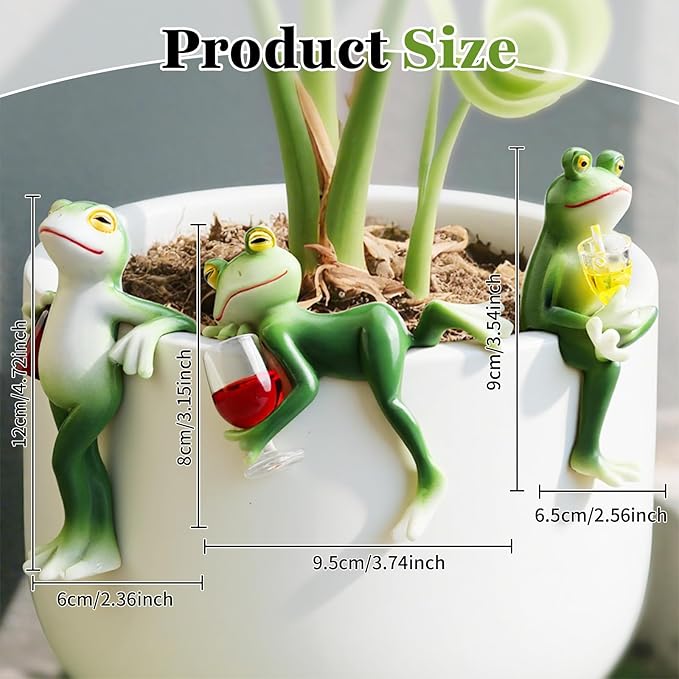 3 Pack Garden Frog Statues – Funny Outdoor Figurines for Yard, Patio, Lawn, Indoor Decor – Cute Animal Ornaments & Plant Hangers – Birthday for Women