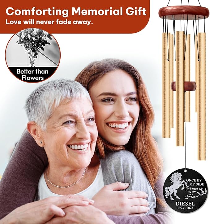 Personalized Horse Memorial Wind Chimes for Outdoors – Custom Name & Years Pet Loss Gift – Soothing Memory Chimes for Bereavement – Meaningful Sympathy Tribute for Horse Owners and Pet Parents
