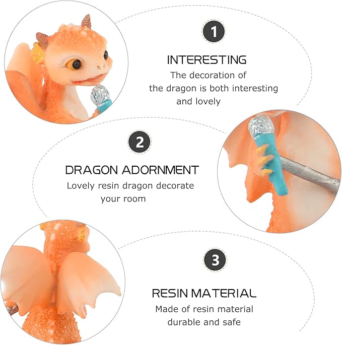 Mini Dragon Figurine, Resin Home Decor, Cute Ornaments, Lucky Animal Garden Statue for Micro Landscape