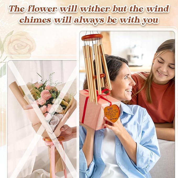 Aunt Gifts for Women, Birthday Gifts for Aunt from Niece Nephew, 36 Inches Unique Aunt Wind Chime, Large Garden Decor, Mothers Day Christmas Thanksgiving