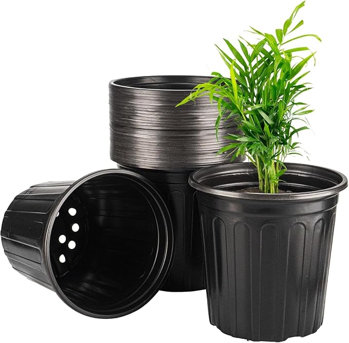 12Pack 3 Gallon Flexible Plant Nursery Pots, Soft Plastic Seedling Pots, Seed Starting Pot Flower Plant Container for Succulents, Cuttings, Transplanting Seedlings - Black