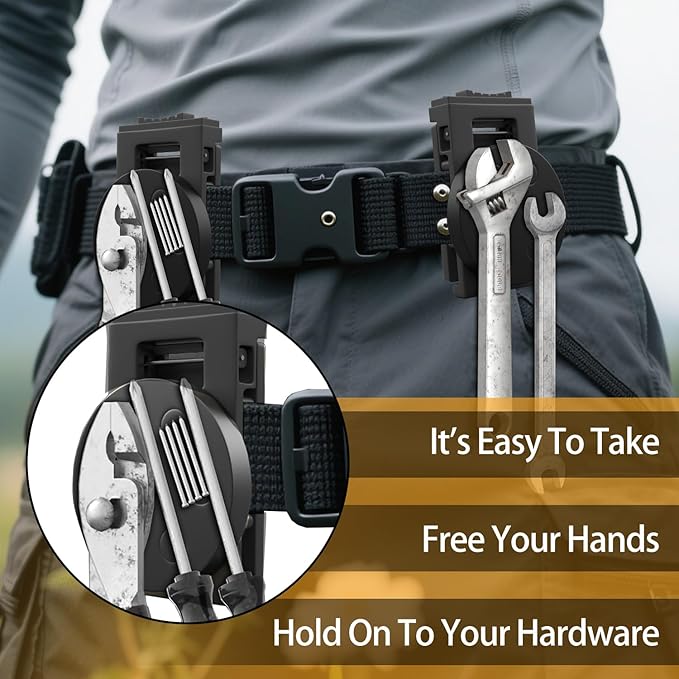 3-H Heavy Duty Magnetic Tool Belt Clip, Anti-Slip Magnetic Belt Tool Holder for Wrench, Screws, Nails, Hammer, Pliers, Spanner and Any Tool Hardware