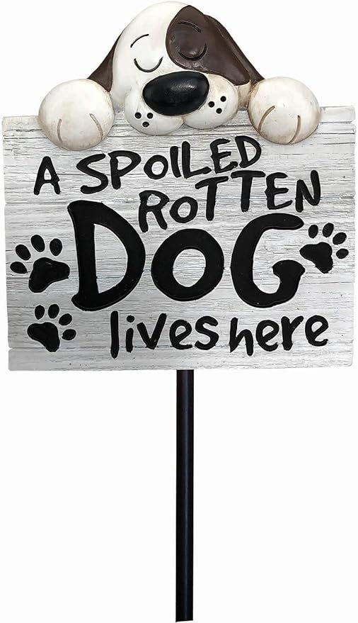 Spoontiques - Spoiled Rotten Dog Garden Stake - Garden Décor - Decorative Stake for Lawn and Yard - Multicolored