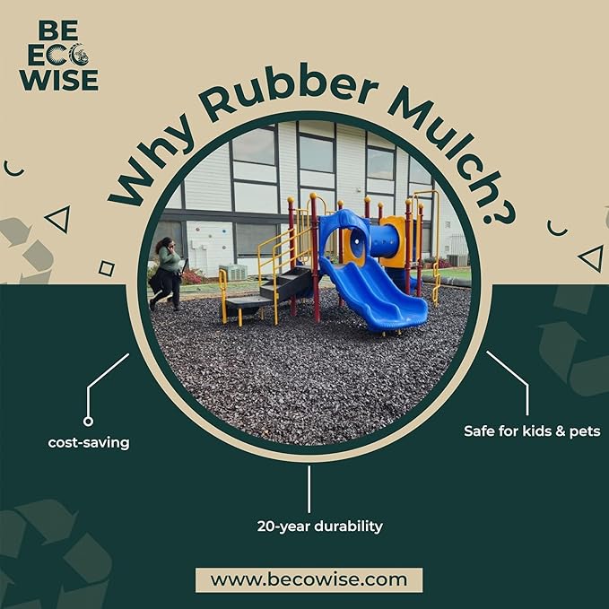 – 100% Wire-Free Premium Grade Nugget Rubber Mulch for Playgrounds & Landscaping | Safe for Kids & Pets, No Replacement Needed, Ultra Durable | Natural, 20 lb (0.8 cu ft)