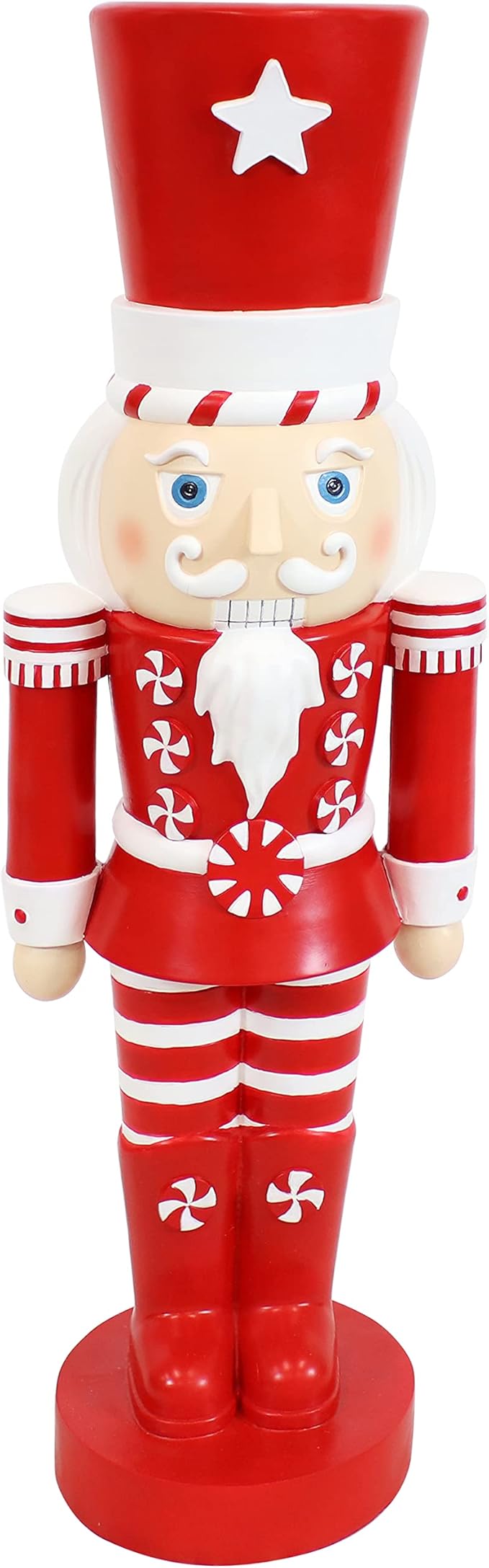 Sunnydaze 3ft Alfonso The Noble Nutcracker Christmas Decoration - Polyresin Indoor or Outdoor Nutcracker Statue with Candy Cane Design