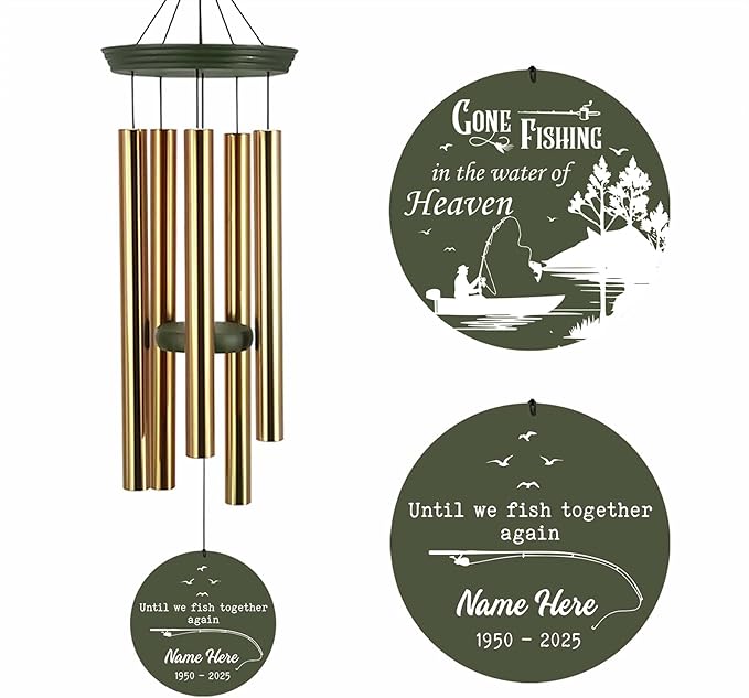ASTARIN Sympathy Gifts for Loss of Loved One, Condolences Wind Chimes for Loss Grandfather Dad Friends Who Like Fishing, Care Package for Grieving Friend(Produced in USA)