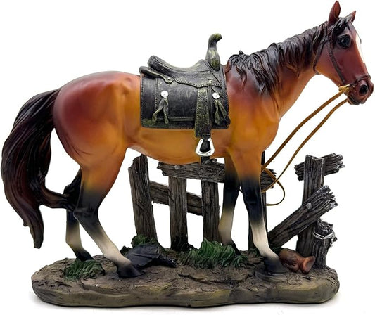 10 INCH Horse Statue Figurine Sculpture Resin Collectible Gifts for Horse Lover Office Home Decor Desk Accessories Decoration Garden Figurines Outdoor Decor (Brown)