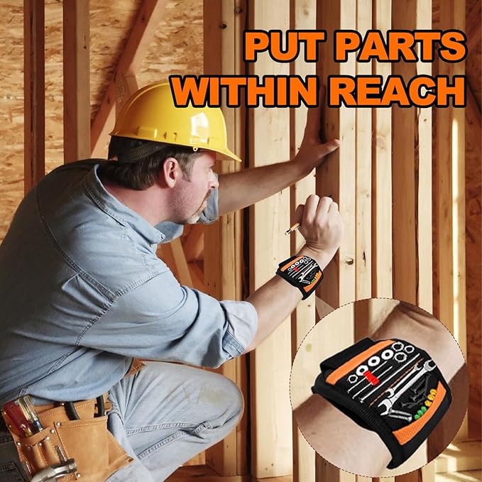Magnetic Wristband for Tools (2-Pack) - Tool Belt for Men & Women - Heavy Duty 20-Magnet for Hands-Free DIY & Construction, Holds Screws, Nails, Bits - Ideal Gift for Handyman, Husband, Dad, Grandpa