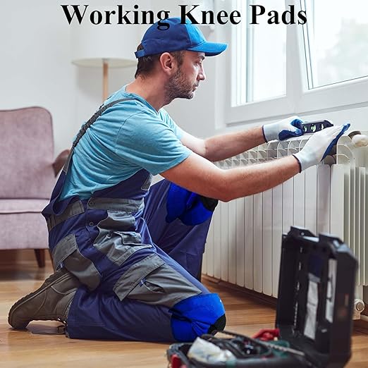 Gardening Knee Pads for Women & Men with Adjustable Non-Slip Straps — Perfect Foam Knee Pad for work, Garden, Yard, Mechanic, Womens Knee Pads for Cleaning Floors or Soft Kneeling Pads, Blue L (1 Pair)