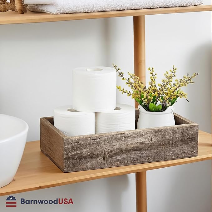 Small Wooden Planter Box – Rustic 1-Pack Wood Window Planter Box Set for Centerpieces & Storage – Durable Wooden Boxes for Decor - Perfect Toilet Basket for Bathroom Organizer