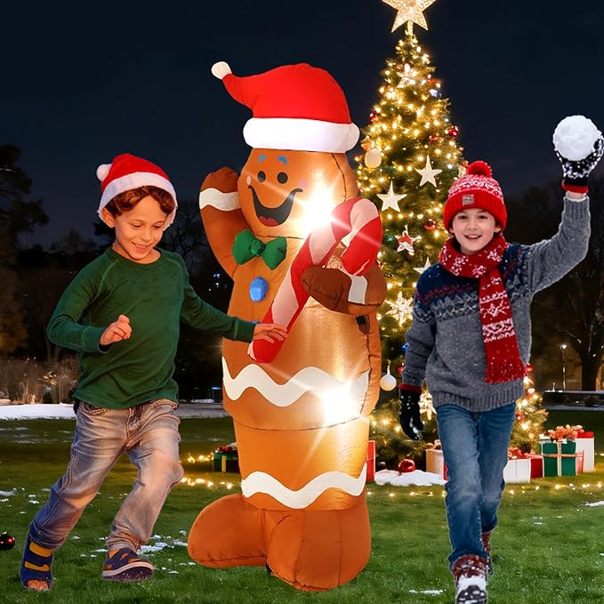 5FT Pancake Man Inflatable Decoration with Built-in LED Lights, Christmas Outdoor Inflatable Decoration for Lawn, Yard, Garden, Patio