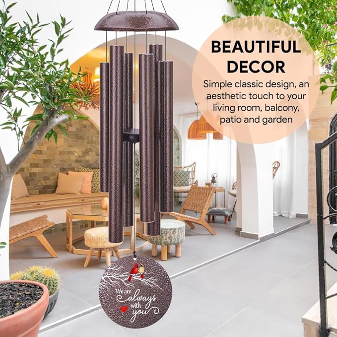 Personalized Sympathy Wind Chimes, Cardinal Wind Chimes, Wind Chime for Loss of Loved Father/Mother/Lover, Commemorative Sympathy Bereavement Gifts for Condolences/Funeral, Product in USA