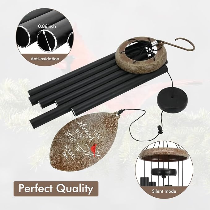 ASTARIN Personalized Wind Chimes Outdoor Deep Tone,35'' Customized Memorial WindChimes for Loss of Loved One,Melody Wind Chime Unique as Sympathy Gift,Home Décor for Garden