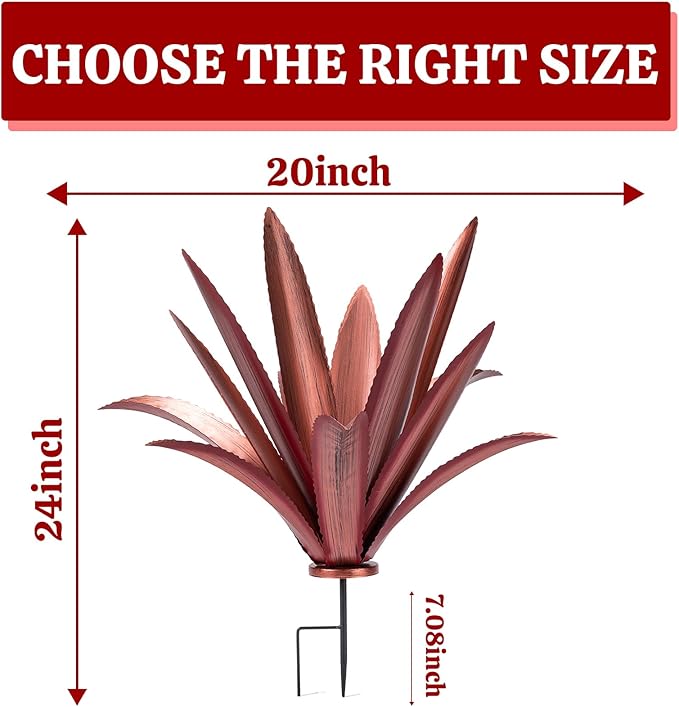 Large Tequila Rustic Sculpture, Rustic Metal Agave Plants for Outdoor Patio Yard Mexican Plant Garden， Agave Outdoor Lawn