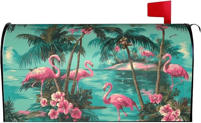 Flamingo Mailbox Covers Magnetic Letterbox Covers 21x18 Inch for Garden Outdoor Decoration