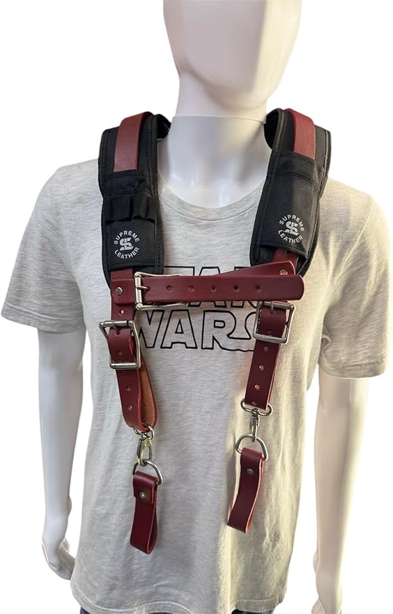 Padded Tool Belt Suspenders – Adjustable Work Suspender with 4 Detachable D-Loops – For Construction, Carpentry, & More