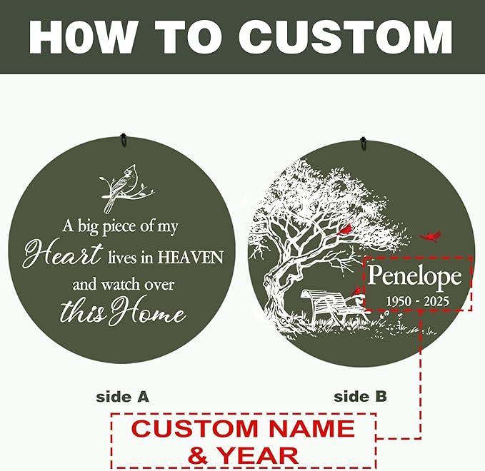 ASTARIN Personalized Wind Chimes Memorial, 30/36 in Cardinal Memorial Wind Chimes, Life Tree Custom Sympathy Gifts in Loving Memory of Mom/Dad, Wind Chime for Loss of Loved Ones(Produced in USA)
