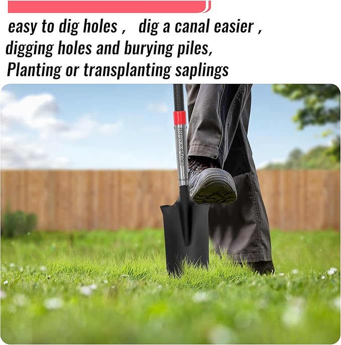 SHARK ATTACK 4-Piece Steel Shovel Set with D-Grip Handles - Multi-Size Garden Shovels with Powder Coating for Digging, Planting & Car Emergency