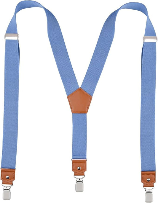 Suspenders for Men Y Back Adjustable Elastic with Strong Clips 47 Inches