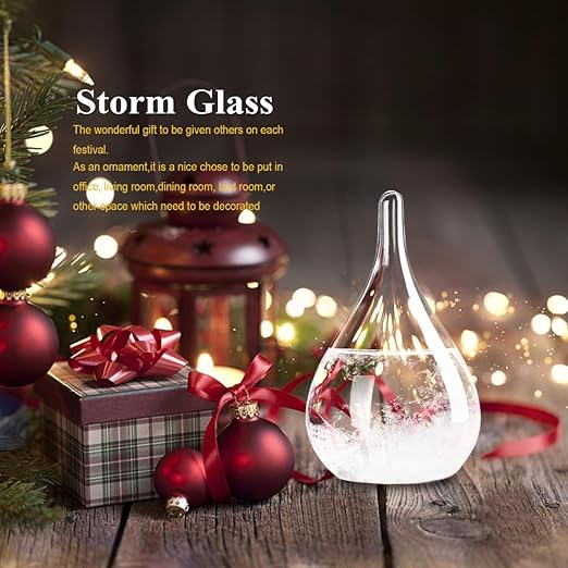 Storm Glass Weather Predictor,Christmas Unique Gifts, Christmas Snow Globe Barometer, Storm Glass Weather Station, Decorative Weather Predictor,Decorative Glass Bottles for Home and Office