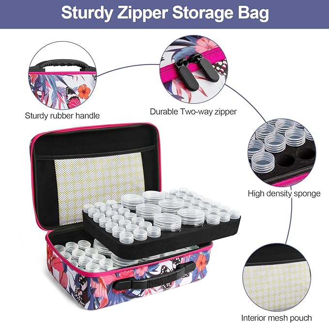 Seed Storage Organizer, 96 Slots Seed Organizer Storage Box, Portable Seed Packet Organizer Box with Zipper Bag, Labels, Sorting Tray, Garden Seed Storage Container for Flower Plants