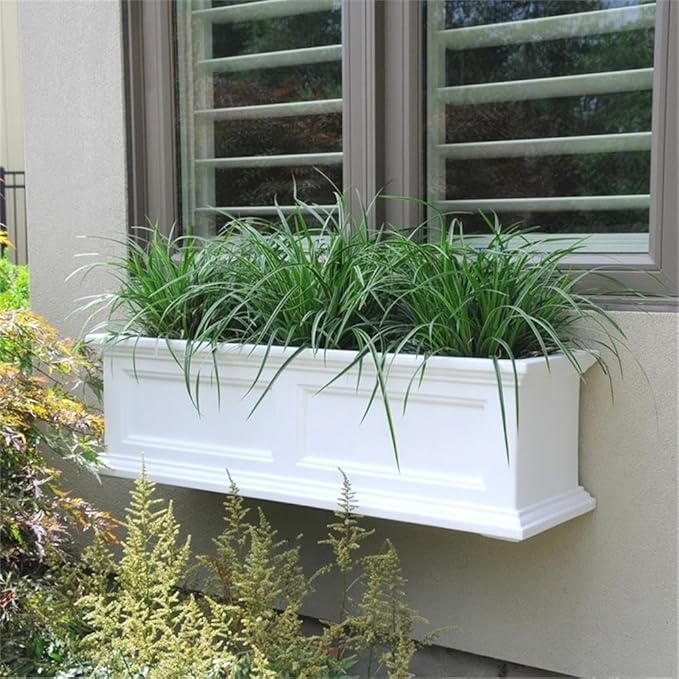 Pemberly Row 3ft Traditional Plastic Window Box in White Finish
