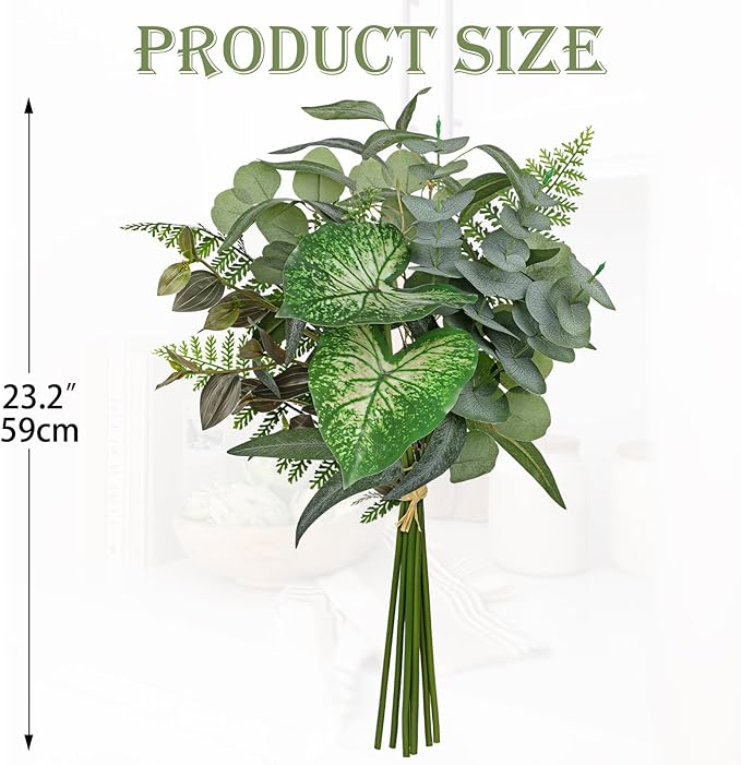 Artificial Greenery Stems Box Set, 5 Kinds Mixed Eucalyptus Leaves Silver Dollar Fern Monstera Leaf Faux Plants Bulk for DIY Bouquets Wedding Floral Arrangements Table Centerpieces Vase Decor