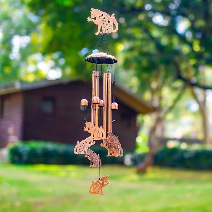 Cat Wind Chimes Outdoor Cat Gifts for Women Men Mom Dad Birthday Unique Gardening Gifts Metal WindChimes for Outside/Indoors, Lawn, Patio, Home, Yard Decor, Garden Decorations