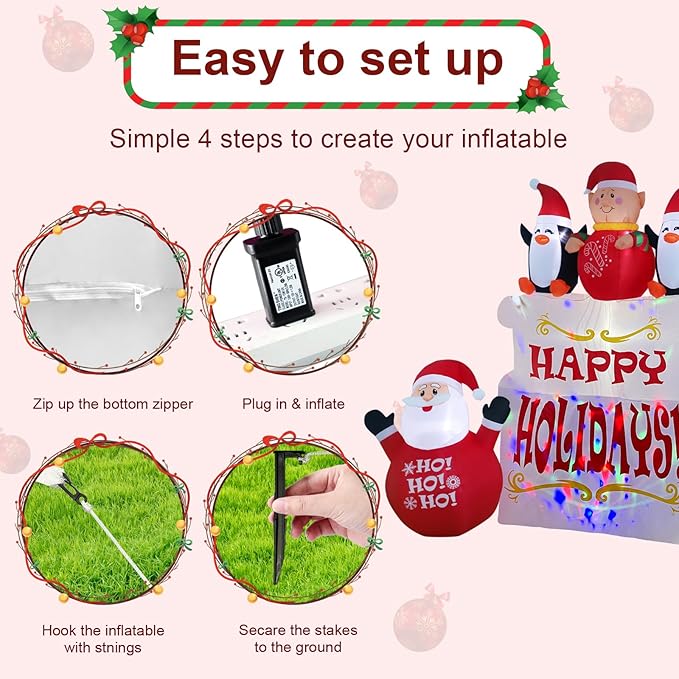 9ft Christmas Inflatable Outdoor Decorations, Snowman Inflatable Yard Decorations with LED Lights and Kaleidoscope Lights, Suitable for Indoor Outdoor Patio Garden Christmas Decorations