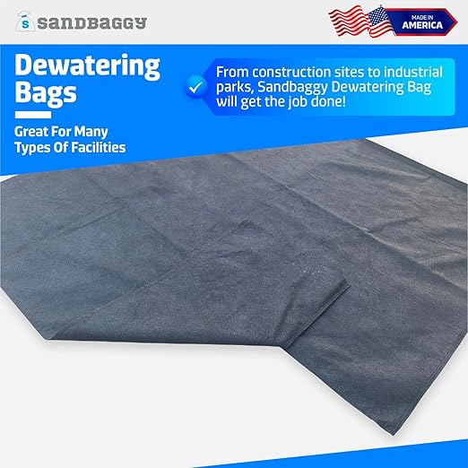 Sandbaggy Dewatering Bags - Made in America - Filters Sediment, Silt, Oil, Sludge - Use for Construction Sites, Dredging - Material: Non Woven Geotextile Fabric (5 ft x 10 ft, 1)