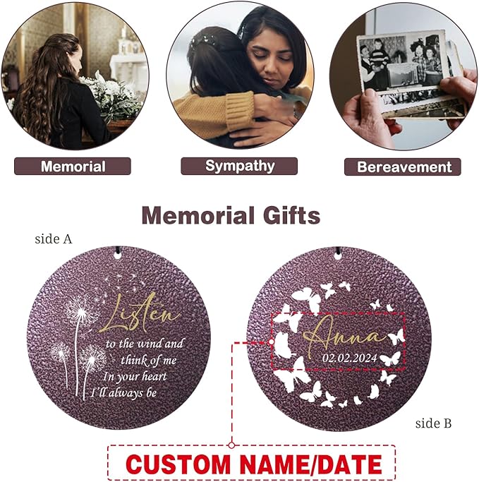 ASTARIN Personalized Memorial Wind Chime for Loss of Loved One 30/36/42 inch, Sympathy Deep Tone Wind Chimes for Mom Dad/Mother Father, Remembrance Gifts for Grief Condolence Funeral, Bereavement 11
