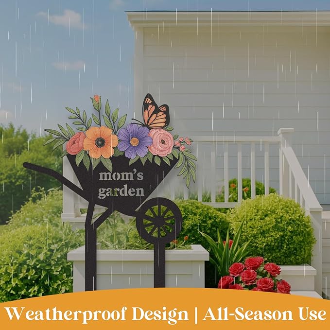 Personalized Garden Signs, Colorful Flowers Garden Decor for Outside, Decorative Yard Stakes, Metal Yard Art, Patio Decor, Custom Last Name Sign, Lawn Art, Gifts for Gardeners Color02