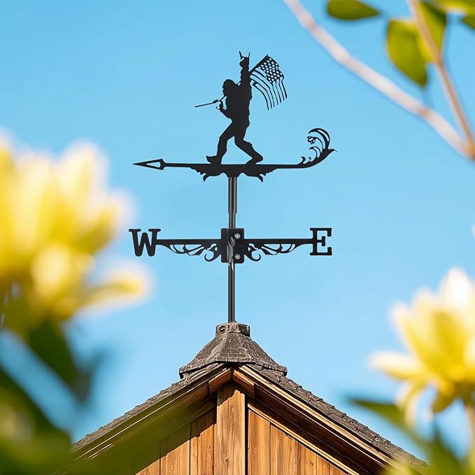 Metal Bigfoot Weathervanes, Black Metal Wind Direction Garden Decoration for Garden Farmhouse Chicken Coop Shed Outdoor Wind Measuring Tool Wind Direction Indicator