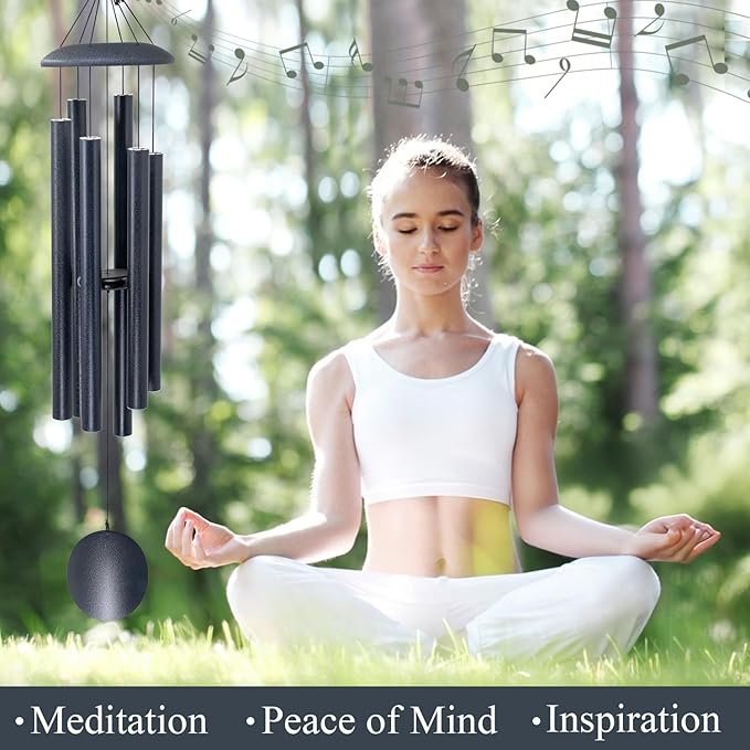 ASTARIN 45-Inch Wind Chimes for Outdoors,Memorial Wind Chimes Large with 6 Heavy Tubes, Gift for Mom Women Grandma Neighbors,Large Deep Tone for Garden Hanging Decor, Sympathy Gifts,Midnight Blue