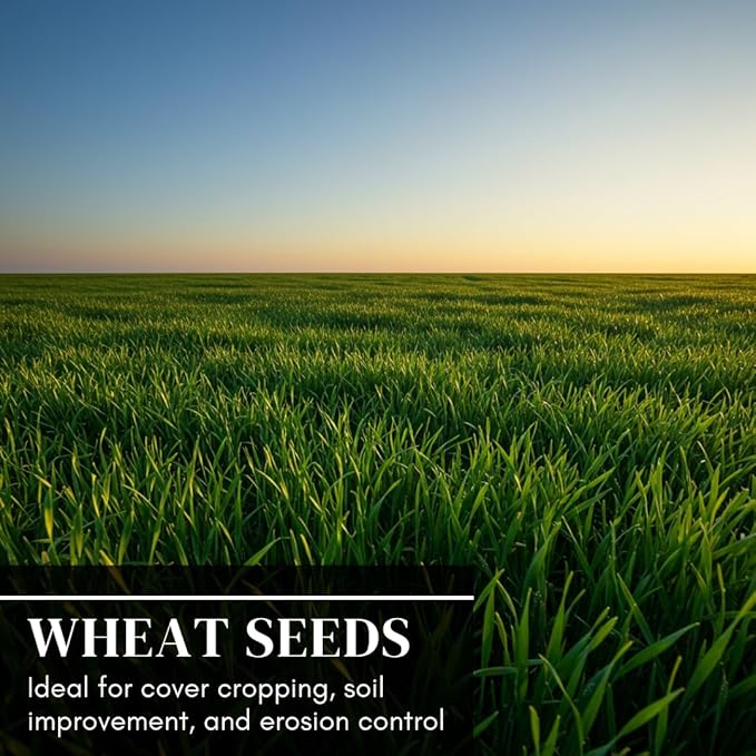 Wheat Cover Crop Seeds – Healthy, Non-GMO, Fast-Growing, Soil Builder, Erosion Control, Wildlife Friendly – Made in USA, Perfect for Gardens, Fields, & Food Plots (5 Pounds)