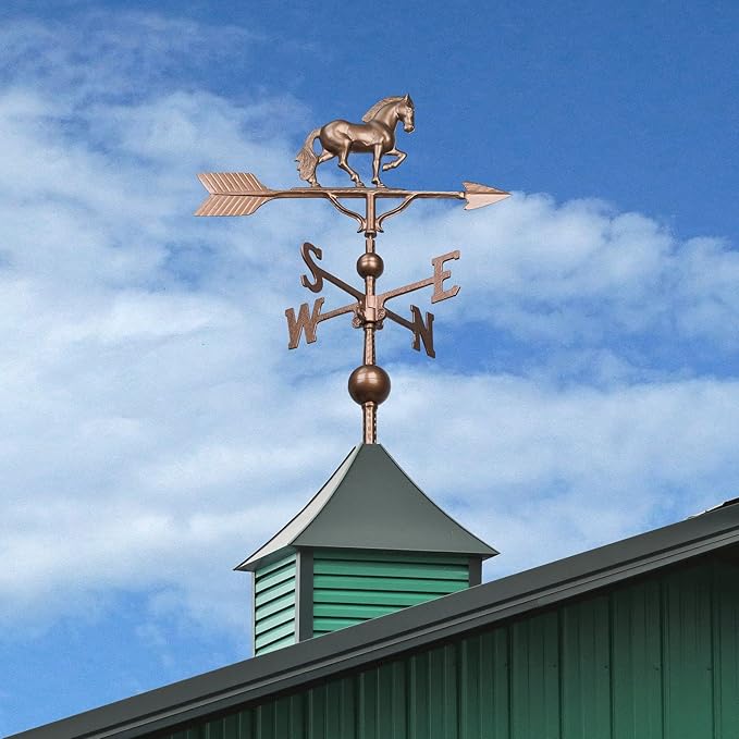 Montague Metal Products - Aluminum Deluxe 3D Horse Weathervane - Wind Vane Roof Metal Decor - Mount Included (4 to Choose from) - Hand Cast Aluminum (Oil Rubbed)