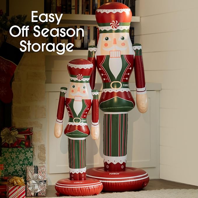 FUNBOY Peppermint Inflatable Nutcracker – 3.5ft Tall Indoor/Outdoor Holiday Decoration – Christmas Yard & Porch Decor